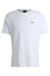 Hugo Boss Stretch-cotton Relaxed-fit T-shirt With Logo Prints In White