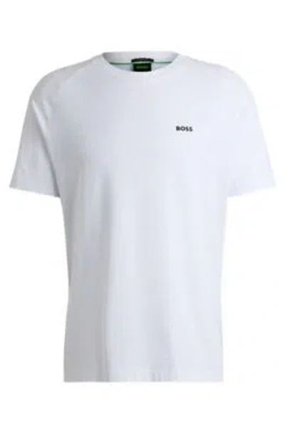 Hugo Boss Stretch-cotton Relaxed-fit T-shirt With Logo Prints In White