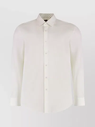 Hugo Boss Stretch Cotton Shirt With Button-down Collar In White