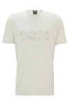 Hugo Boss Stretch-cotton Short-sleeved T-shirt With Logo Artwork In White