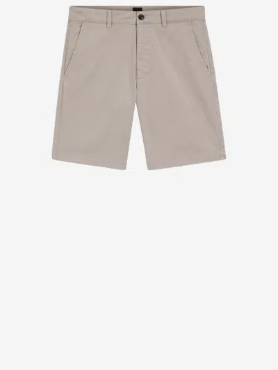 Hugo Boss Stretch Cotton Shorts In Neutral