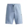Hugo Boss Stretch-cotton Shorts With Embossed Artwork In Blue