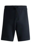 Hugo Boss Stretch-cotton Shorts With Embossed Artwork In Dark Blue