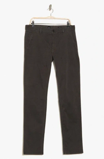 Hugo Boss Stretch Cotton Slim Chino Pants In Charcoal