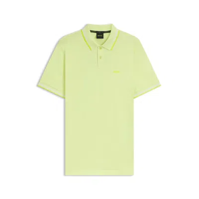 Hugo Boss Stretch-cotton Slim-fit Polo Shirt With Branding In グリーン