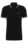 Hugo Boss Stretch-cotton Slim-fit Polo Shirt With Branding In Multi