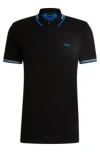 Hugo Boss Stretch-cotton Slim-fit Polo Shirt With Branding In Black