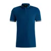 Hugo Boss Stretch-cotton Slim-fit Polo Shirt With Branding In Blue