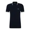 Hugo Boss Stretch-cotton Slim-fit Polo Shirt With Branding In Dark Blue