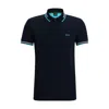 Hugo Boss Stretch-cotton Slim-fit Polo Shirt With Branding In Dark Blue
