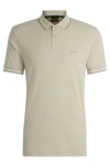 Hugo Boss Stretch-cotton Slim-fit Polo Shirt With Branding In Light Beige