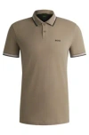 Hugo Boss Stretch-cotton Slim-fit Polo Shirt With Branding In Light Green