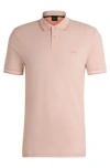 Hugo Boss Stretch-cotton Slim-fit Polo Shirt With Branding In Light Orange