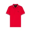 Hugo Boss Stretch-cotton Slim-fit Polo Shirt With Branding In Red
