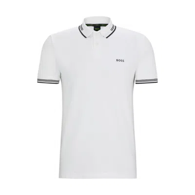 HUGO BOSS STRETCH-COTTON SLIM-FIT POLO SHIRT WITH BRANDING