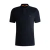 Hugo Boss Stretch-cotton Slim-fit Polo Shirt With Logo Patch In Blue