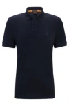 Hugo Boss Stretch-cotton Slim-fit Polo Shirt With Logo Patch In Dark Blue