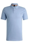 Hugo Boss Stretch-cotton Slim-fit Polo Shirt With Logo Patch In Light Blue