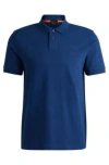 Hugo Boss Stretch-cotton Slim-fit Polo Shirt With Logo Patch In Light Blue