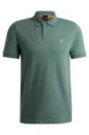 Hugo Boss Stretch-cotton Slim-fit Polo Shirt With Logo Patch In Light Green