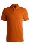Hugo Boss Stretch-cotton Slim-fit Polo Shirt With Logo Patch In Light Orange