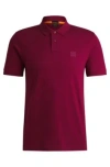 Hugo Boss Stretch-cotton Slim-fit Polo Shirt With Logo Patch In Light Red