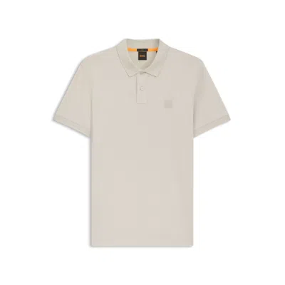 Hugo Boss Stretch-cotton Slim-fit Polo Shirt With Logo Patch In Neutral