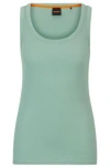 Hugo Boss Stretch-cotton Slim-fit Vest With Ribbed Structure In Light Green