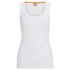 Hugo Boss Stretch-cotton Slim-fit Vest With Ribbed Structure In White