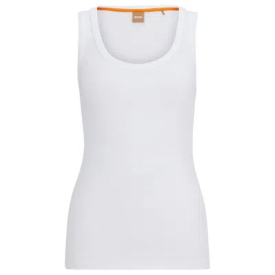 Hugo Boss Stretch-cotton Slim-fit Vest With Ribbed Structure In White