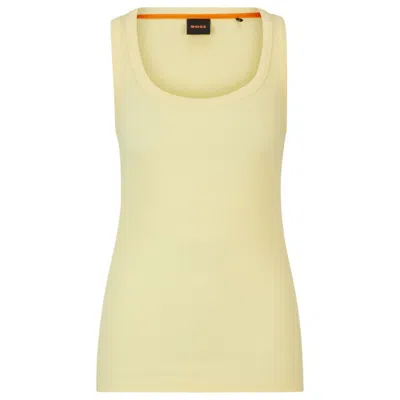 Hugo Boss Stretch-cotton Slim-fit Vest With Ribbed Structure In Light Yellow