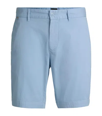 Hugo Boss Stretch-cotton Slim Shorts In Blue
