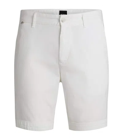 Hugo Boss Stretch-cotton Slim Shorts In White