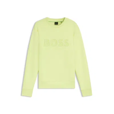 Hugo Boss Stretch-cotton Sweatshirt With Sandwich Logo In Green