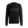 Hugo Boss Stretch-cotton Sweatshirt With Sandwich Logo In Black