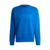 Hugo Boss Stretch-cotton Sweatshirt With Sandwich Logo In Blue