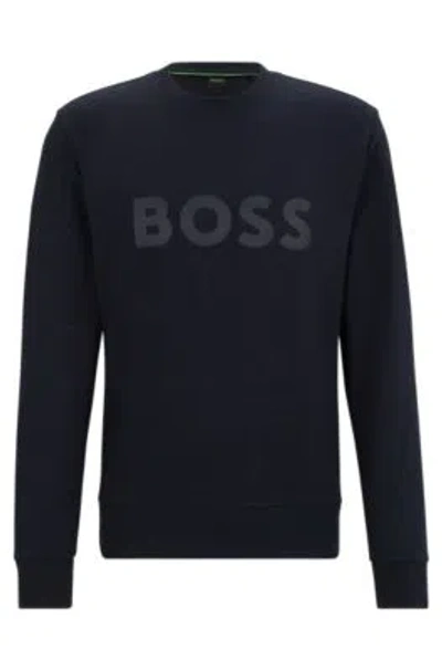 HUGO BOSS STRETCH-COTTON SWEATSHIRT WITH SANDWICH LOGO