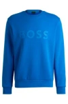 Hugo Boss Stretch-cotton Sweatshirt With Sandwich Logo In Light Blue