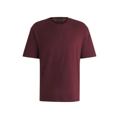 Hugo Boss Stretch-cotton T-shirt With Double B Monogram In Red
