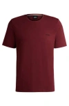 Hugo Boss Stretch-cotton T-shirt With Embroidered Logo In Dark Red