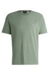 Hugo Boss Stretch-cotton T-shirt With Embroidered Logo In Green