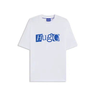 Hugo Boss Stretch-cotton T-shirt With Graphic Logo Print In White