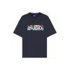 Hugo Boss Stretch-cotton T-shirt With Graphic Logo Print In Blue