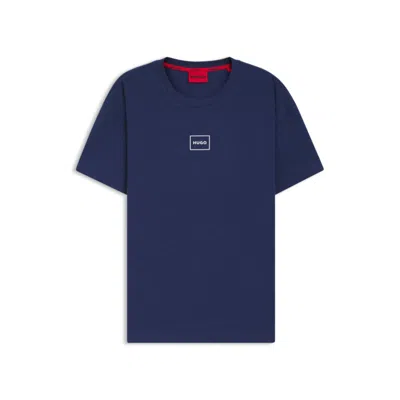 Hugo Boss Stretch-cotton T-shirt With Graphic Logo Print In Blue