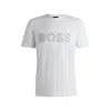 Hugo Boss Stretch-cotton Short-sleeved T-shirt With Logo Artwork In White