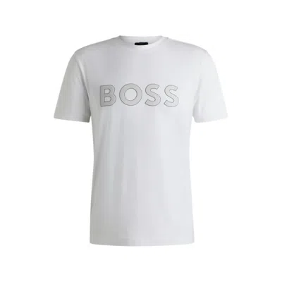 HUGO BOSS STRETCH-COTTON T-SHIRT WITH LARGE LOGO