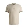 Hugo Boss Stretch-cotton T-shirt With Logo Badge In Neutral