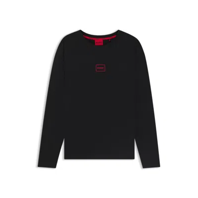 Hugo Boss Stretch-cotton T-shirt With Logo Print In Black