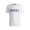 Hugo Boss Stretch-cotton T-shirt With Photo-print Logo In White