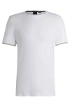 Hugo Boss Stretch-cotton T-shirt With Stripes And Logo In White